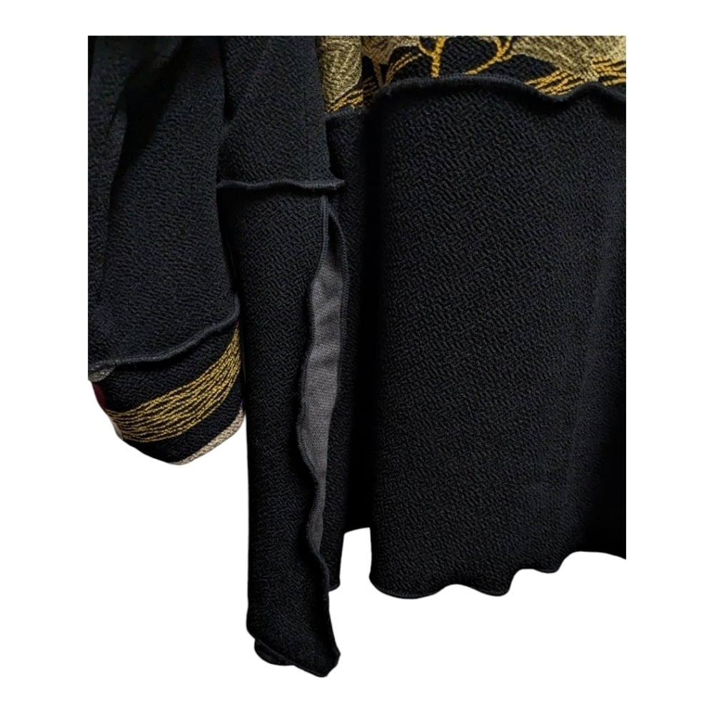 MOONLIGHT JACKET ASIAN GARDEN black floral kimono style art to wear - Picture 8 of 10